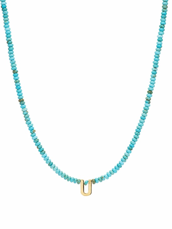 Mayamar Jewelry - U - Initial Turquoise Beaded Necklace by Mayamar